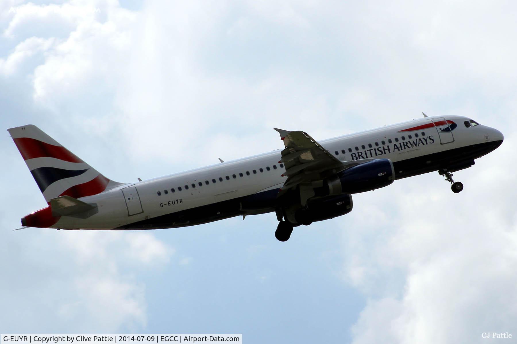 G-EUYR, 2013 Airbus A320-232 C/N 5856, Climb out from EGCC