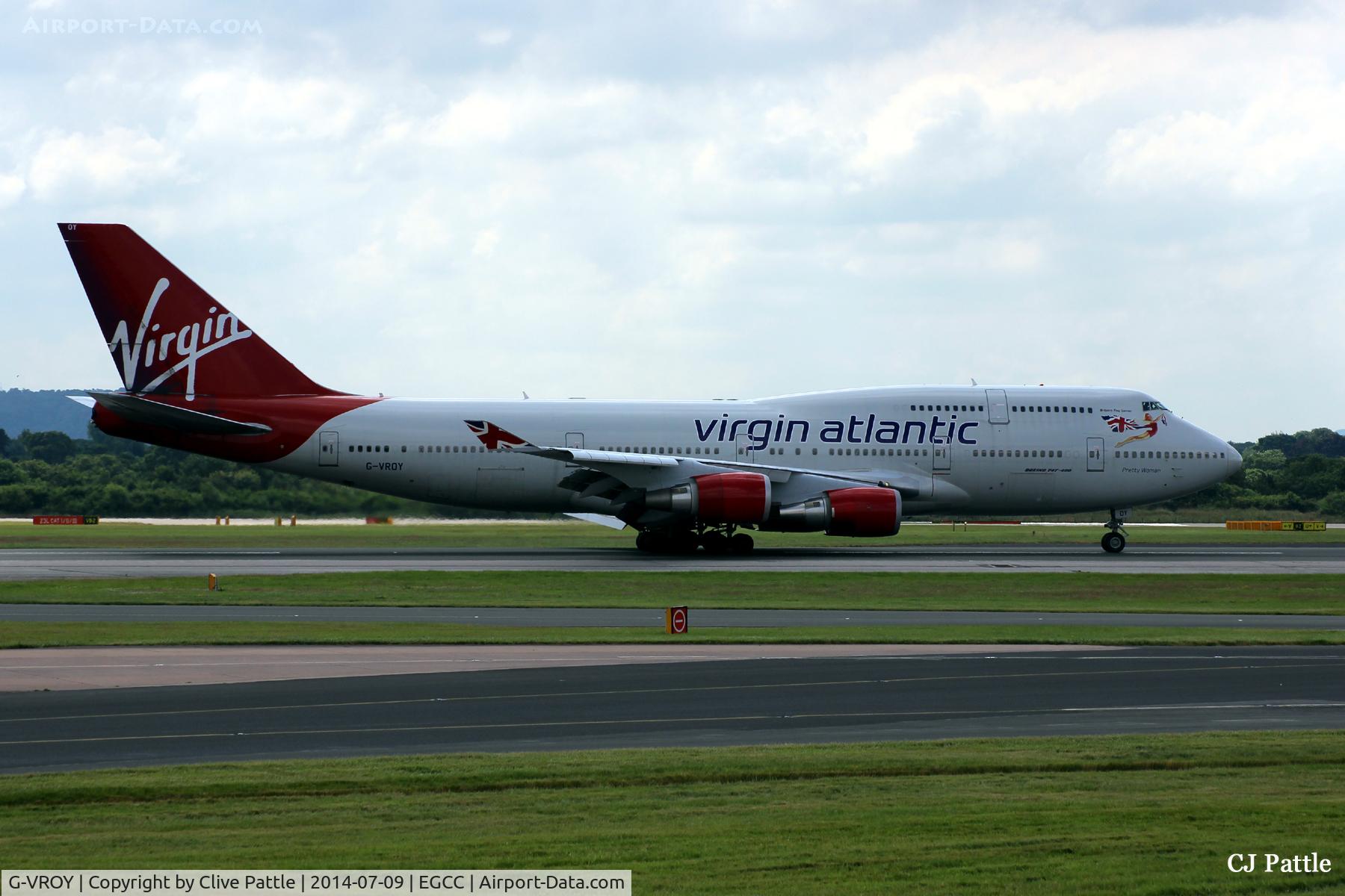 G-VROY, 2001 Boeing 747-443 C/N 32340, Starboard taxi view at Manchester EGCC