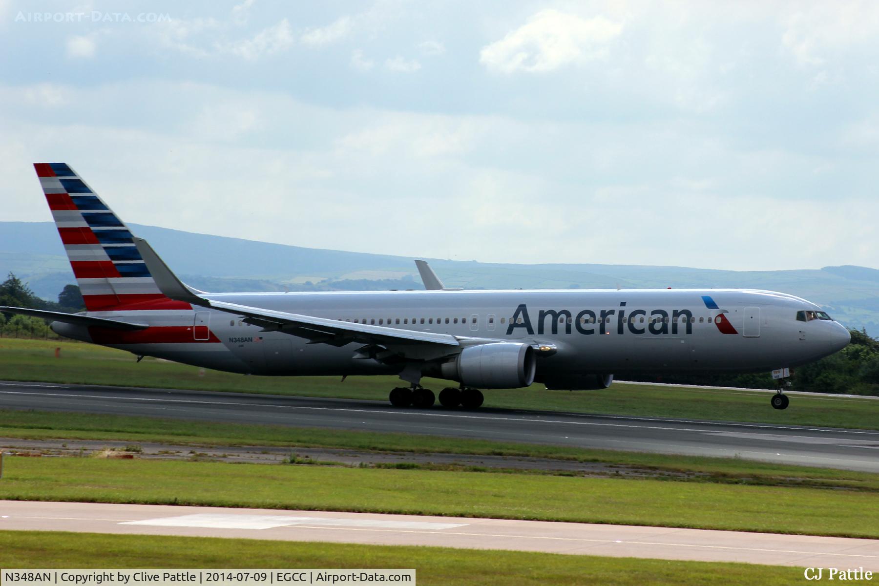 N348AN, 2003 Boeing 767-323/ER C/N 33087, Rotating at EGCC