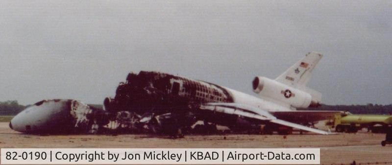 82-0190, 1982 McDonnell Douglas KC-10A Extender C/N 48212, Aircraft destroyed by fire/explosion 17 Sep 1987 on the ramp at Barksdale AFB
