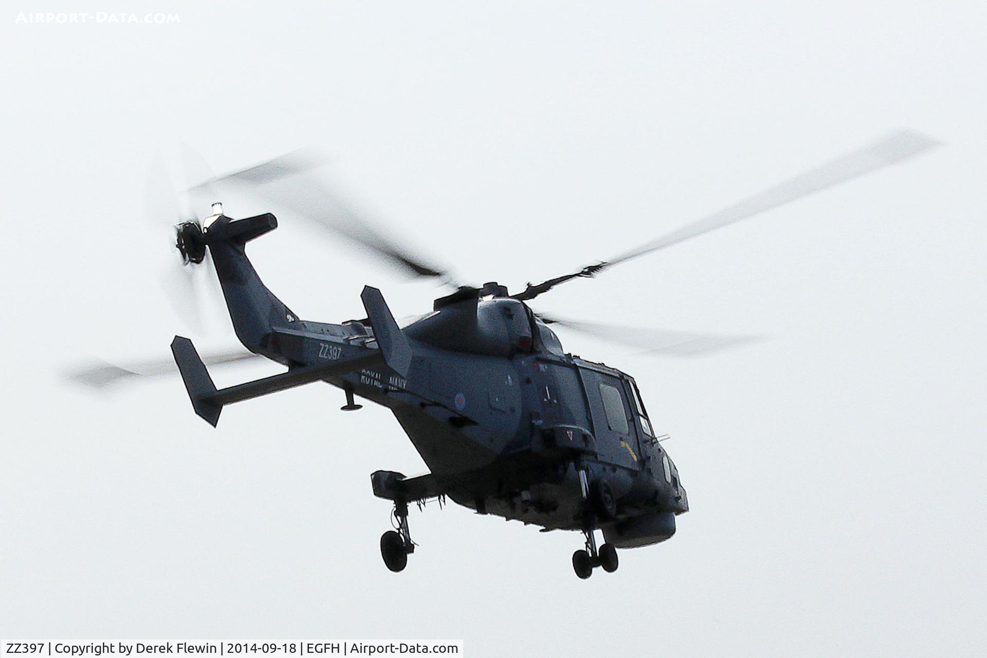ZZ397, 2013 AgustaWestland AW-159 Wildcat HMA.2 C/N 482, Royal Navy Wildcat HMA.1, call sign, Talon 704, seen departing EGFH after a hot refuel.