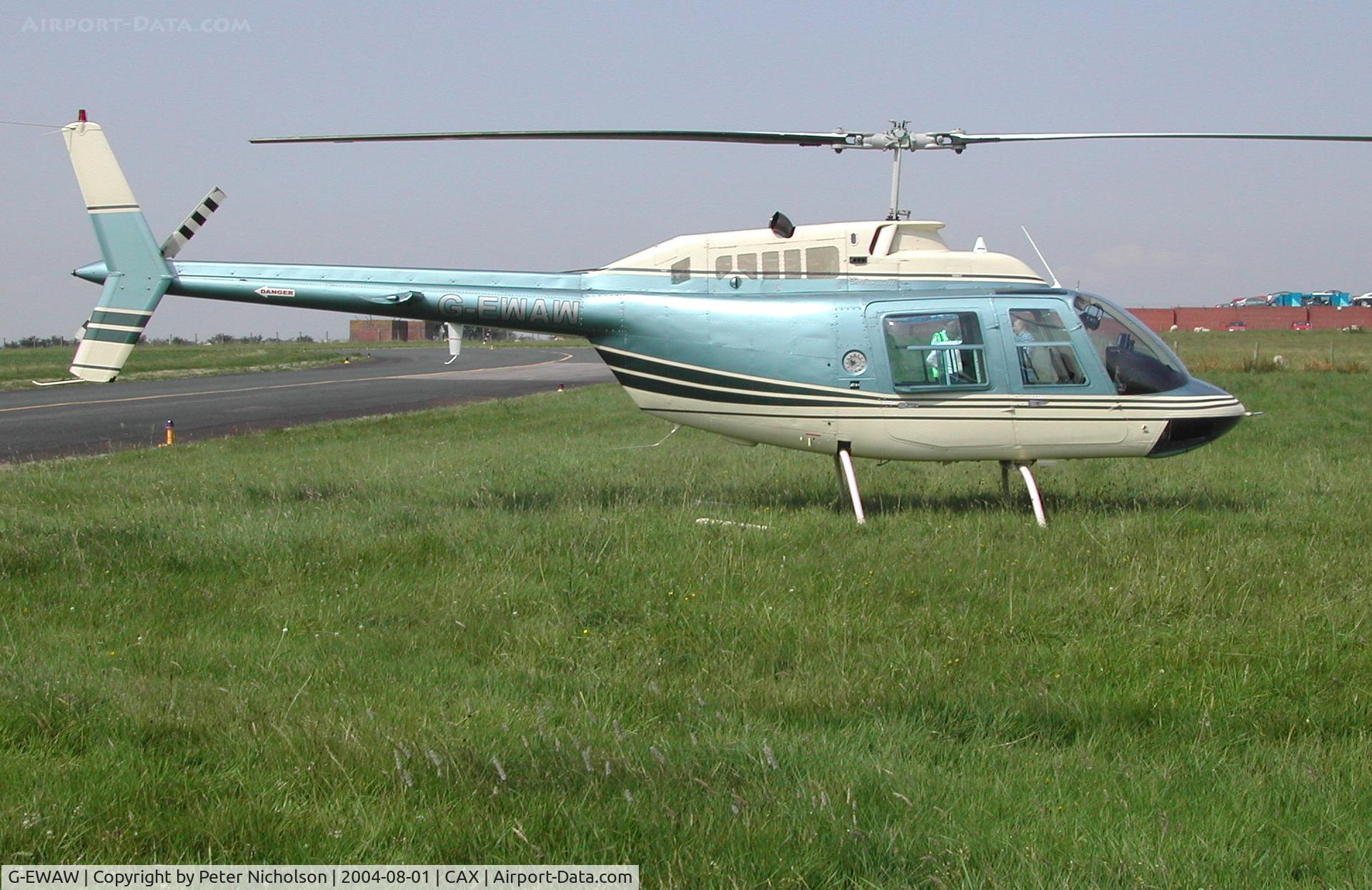 G-EWAW, 1987 Bell 206B-3 JetRanger III C/N 3955, Another view of this Bell 206B JetRanger III at the 2004 Carlisle Fly-in.