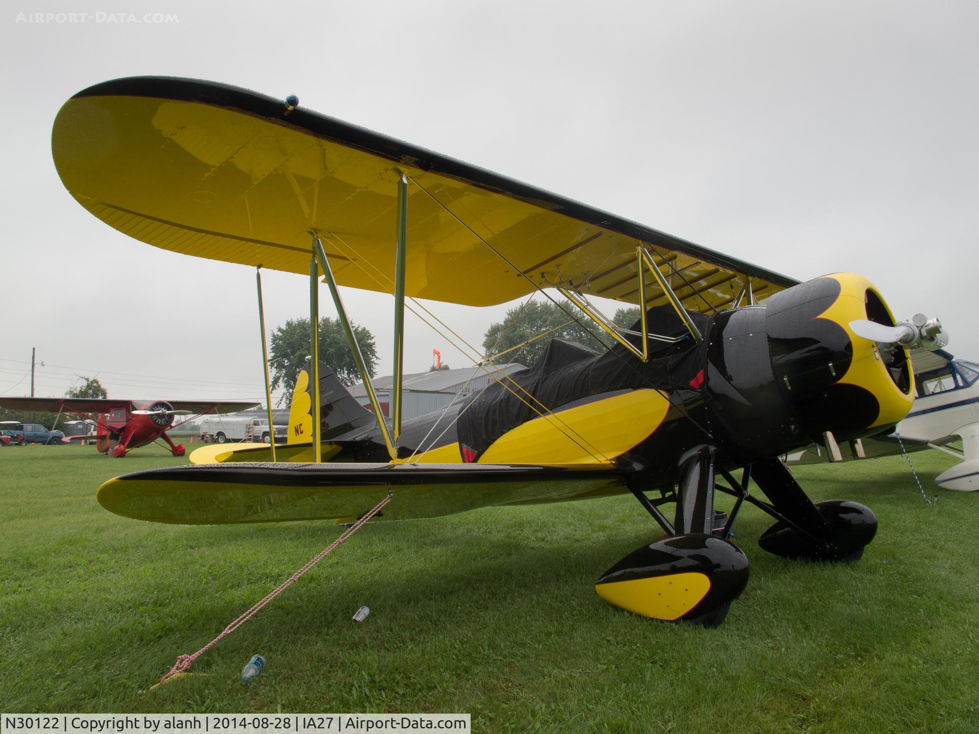N30122, 1940 Waco UPF-7 C/N 5519, At a very wet Antique Airfield, Blakesburg