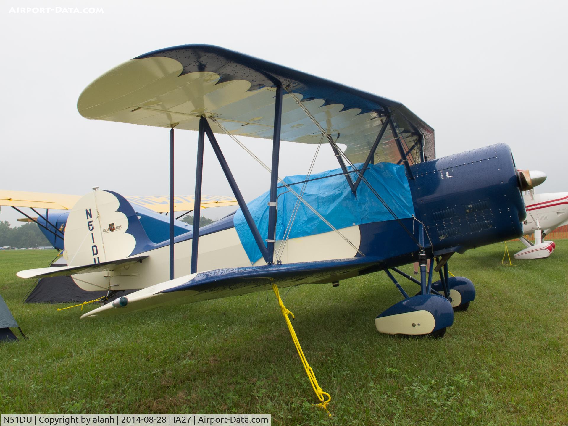 N51DU, 1988 Great Lakes 2T-1A Sport Trainer C/N 7125-H519, At a very wet Antique Airfield, Blakesburg