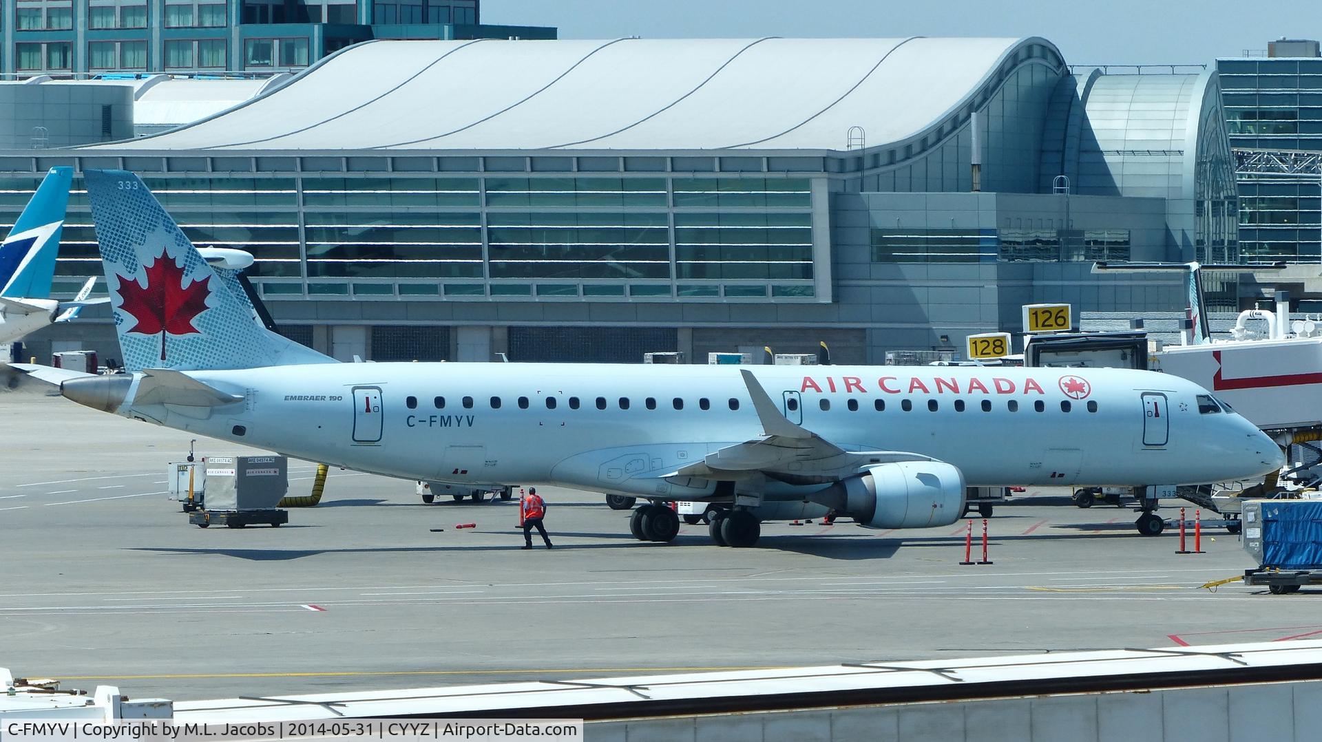 C-FMYV, 2007 Embraer 190AR (ERJ-190-100IGW) C/N 19000108, Air Canada Embraer 190 at the gate.