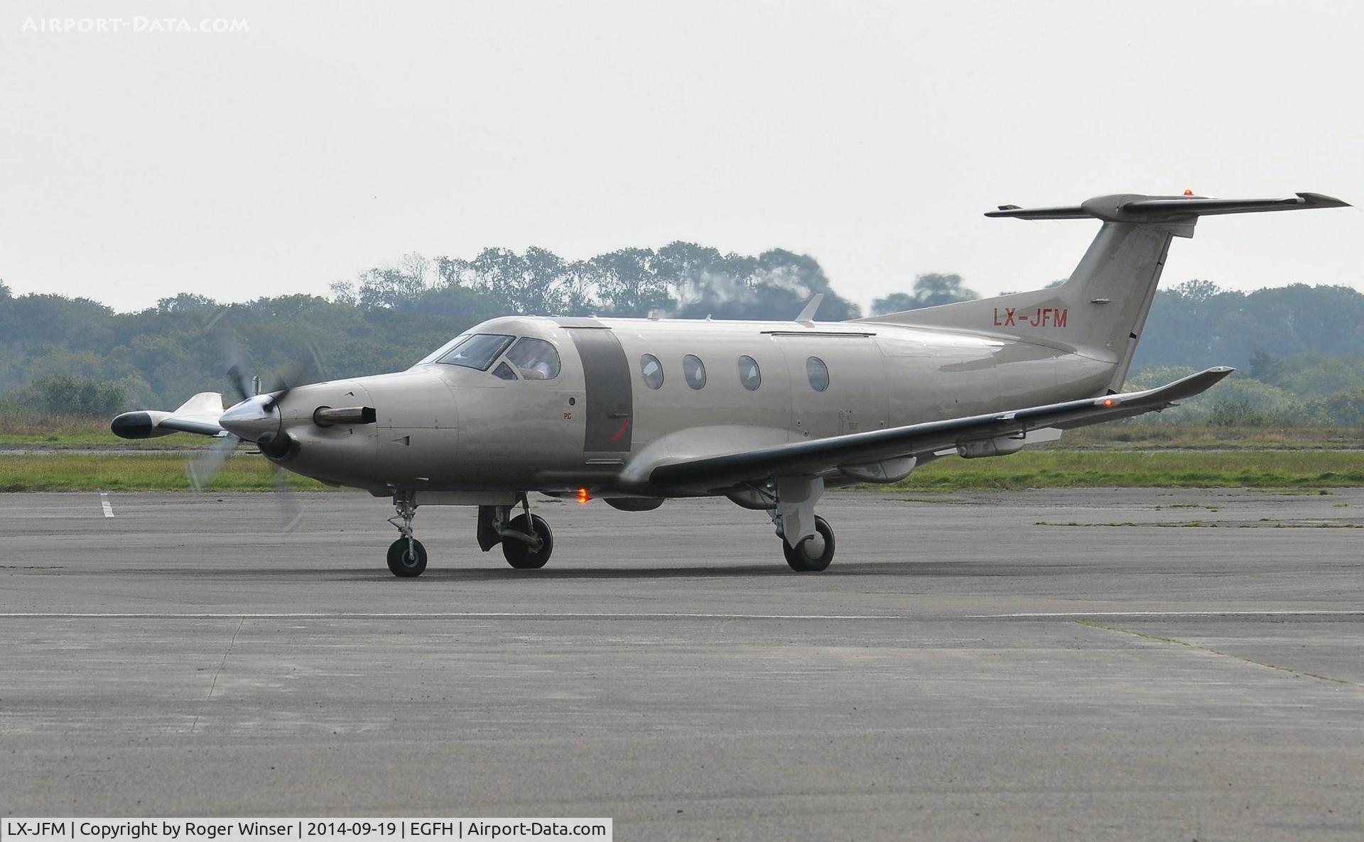 LX-JFM, 2007 Pilatus PC-12/47 C/N 812, Jetfly Aviation's PC-12 taxying on apron.
