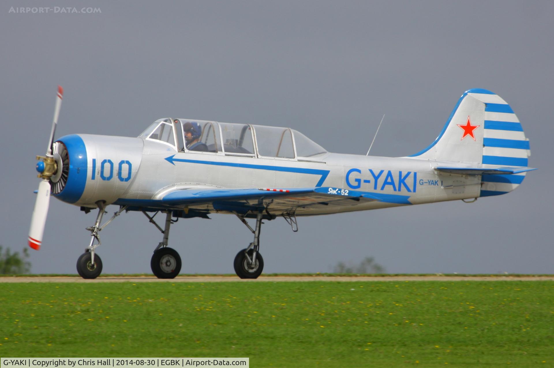 G-YAKI, 1986 Bacau Yak-52 C/N 866904, at the LAA Rally 2014, Sywell