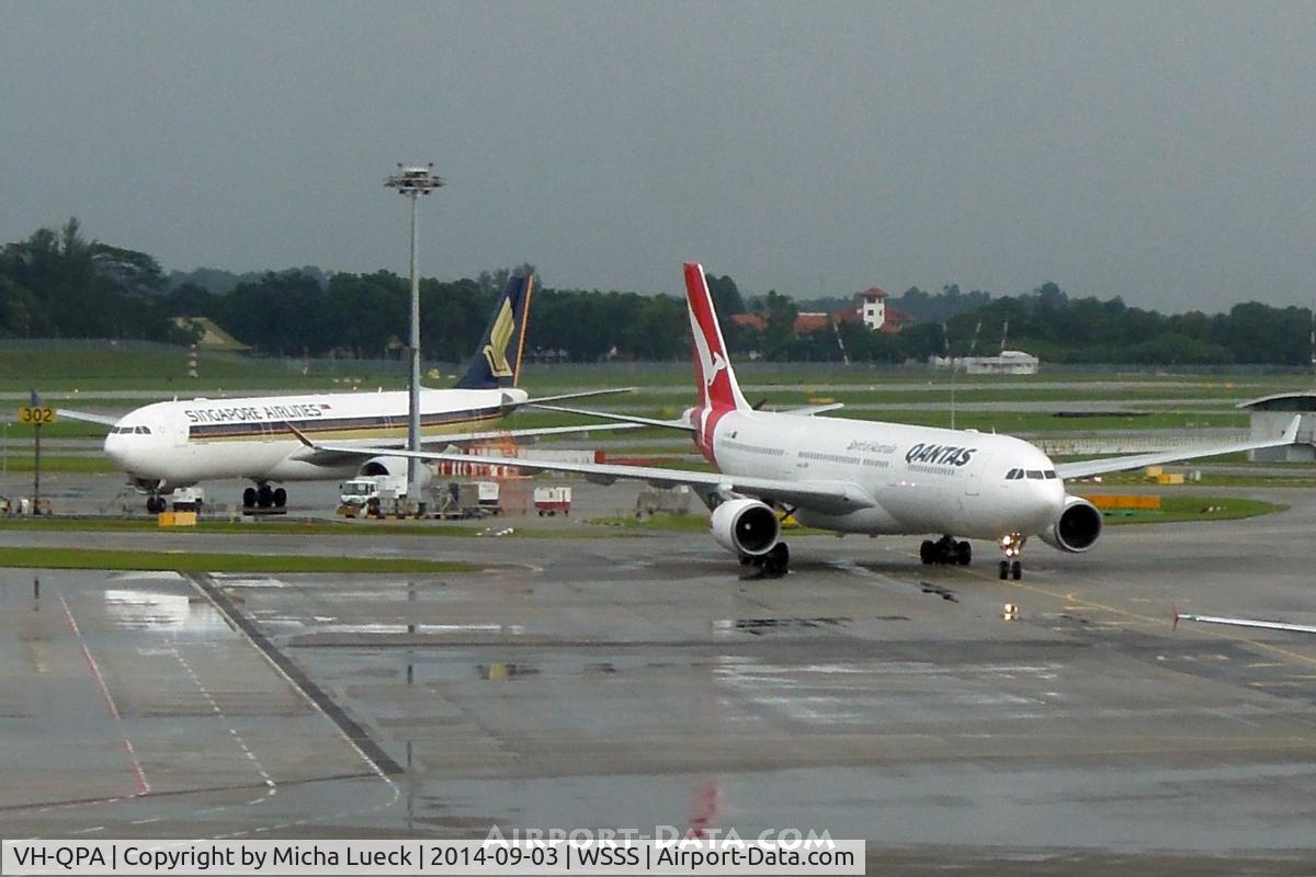 VH-QPA, 2003 Airbus A330-303 C/N 0553, Two A 330-300s at Changi