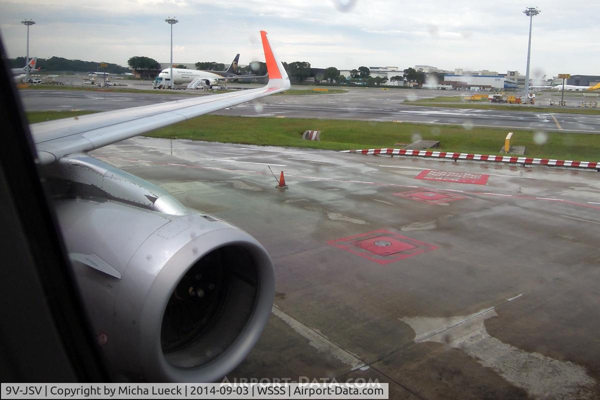 9V-JSV, 2013 Airbus A320-232 C/N 5813, My first flight on an A320 with sharklets. Rainy farewell from Singapore.