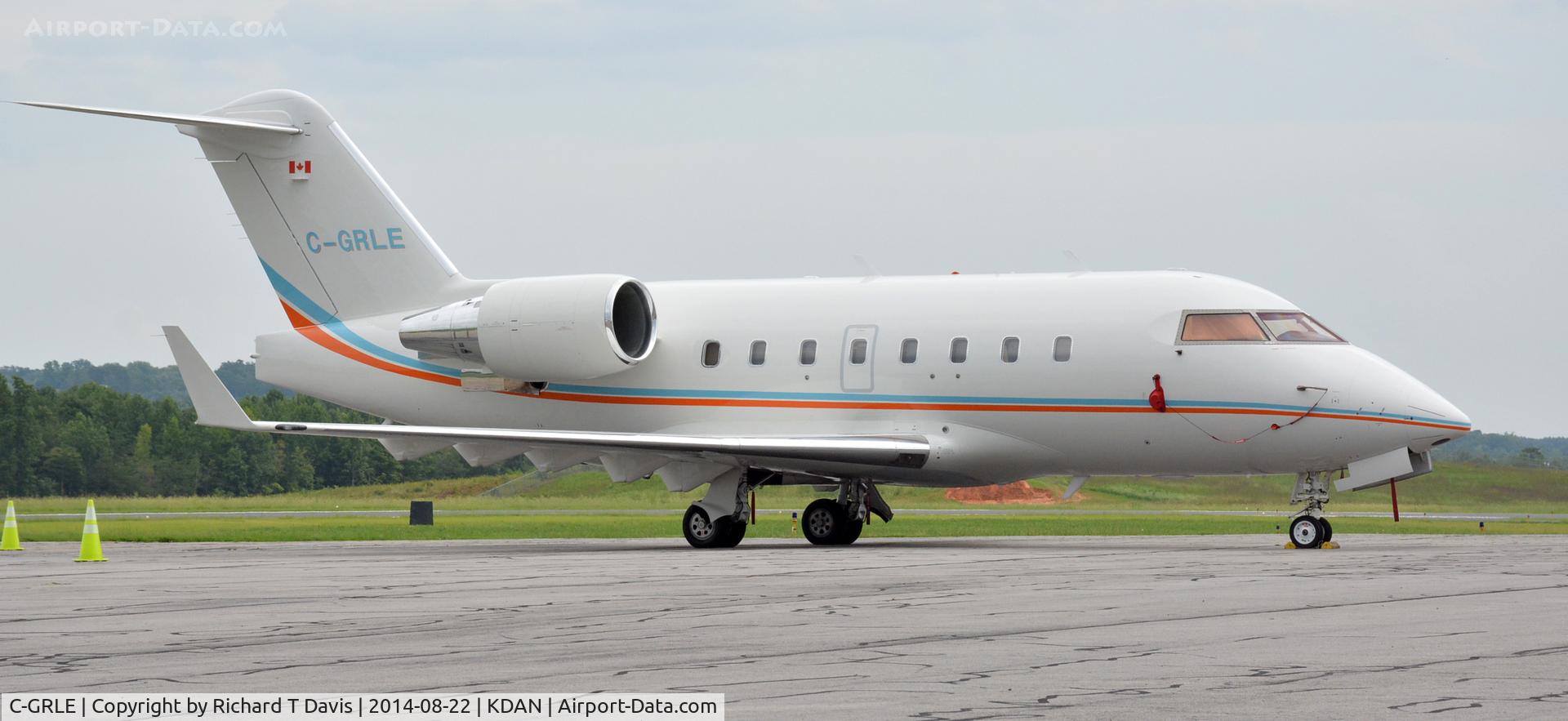 C-GRLE, 2002 Bombardier Challenger 604 (CL-600-2B16) C/N 5553, at Danville Regional Airport Danville Va.
