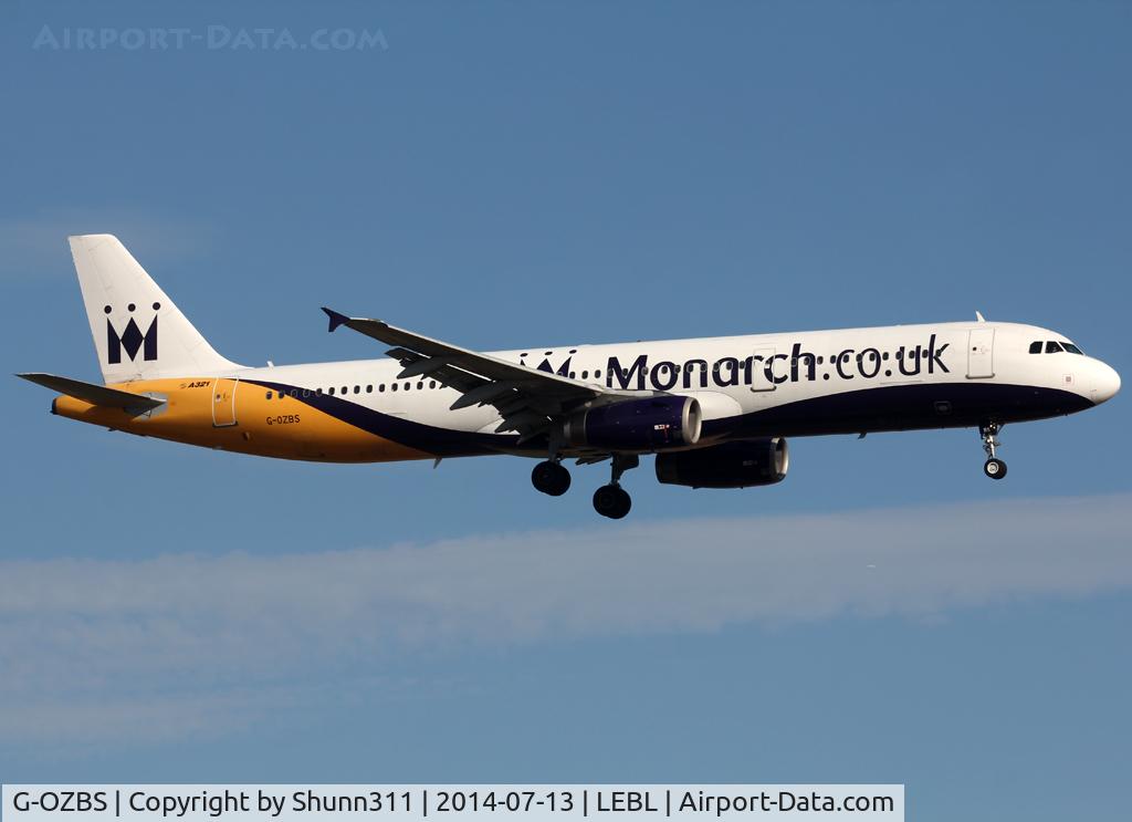 G-OZBS, 2001 Airbus A321-231 C/N 1428, Landing rwy 25R
