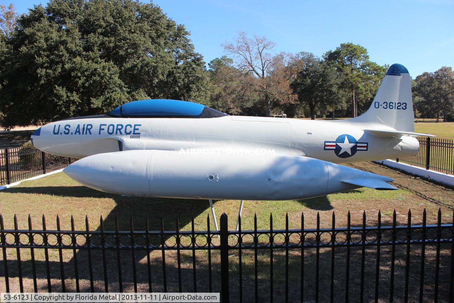 53-6123, 1953 Lockheed T-33A Shooting Star C/N 580-9744, T-33A at a park in Mobile Alabama