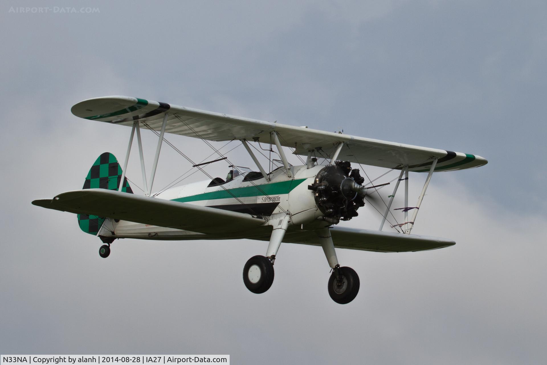 N33NA, 1941 Boeing A75N1(PT-17) C/N 75-2290, On finals at Antique Airfield, Blakesburg