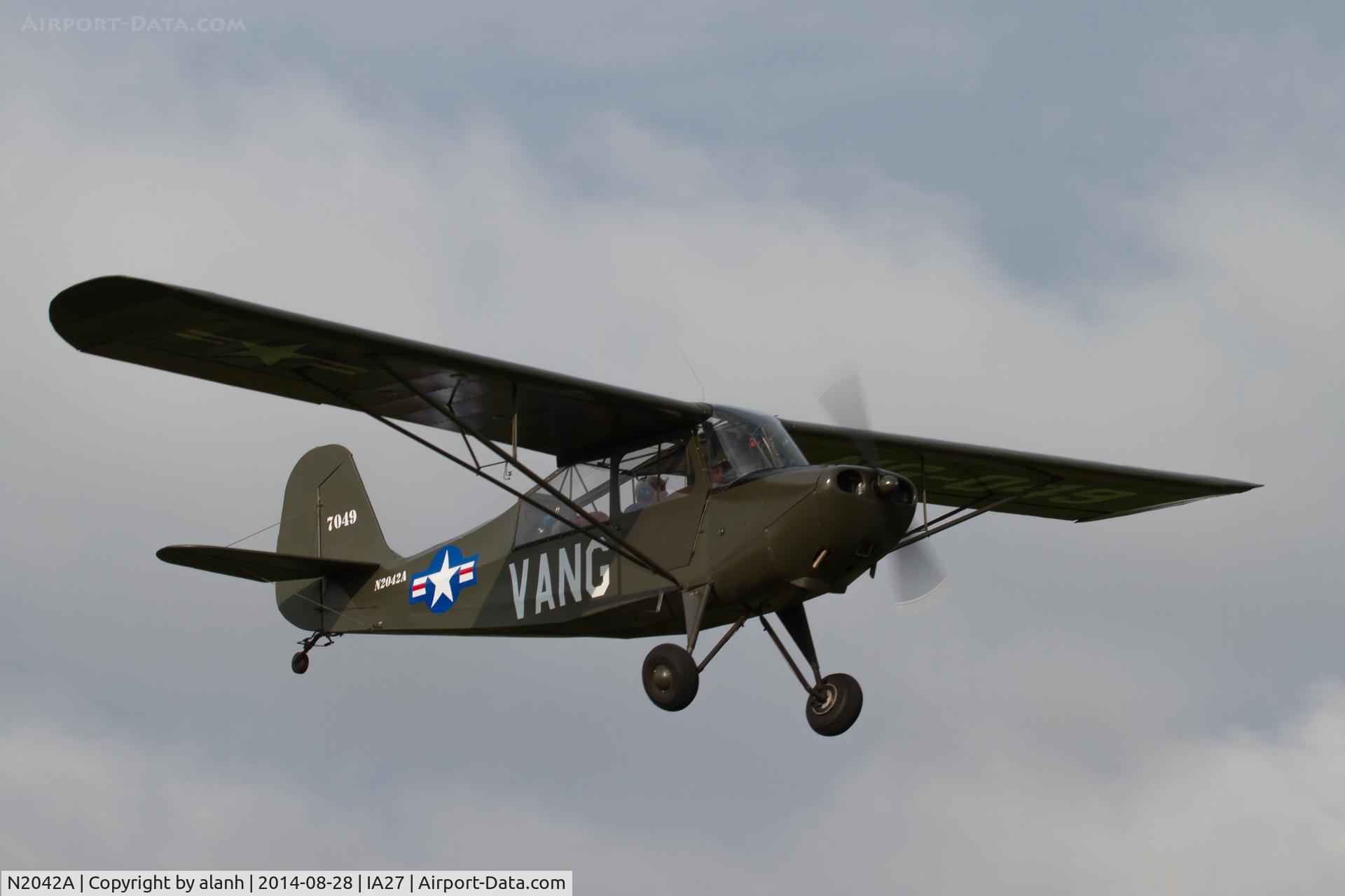 N2042A, 1947 Champion Aeronca 7BCM C/N 7BCM-431, On finals at Antique Airfield, Blakesburg