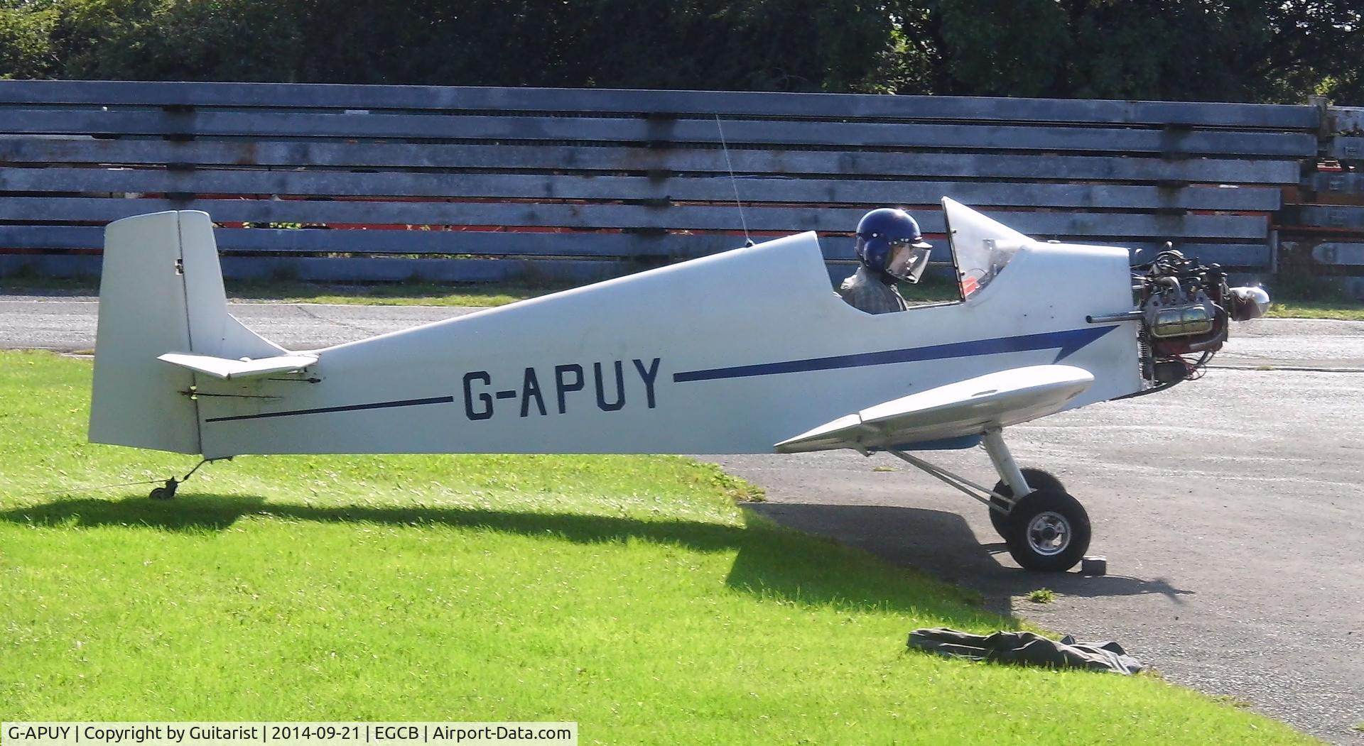 G-APUY, 1963 Druine D.31 Turbulent C/N PFA 509, A 51 year old aeroplane still airworthy. At the City Airport Manchester. 