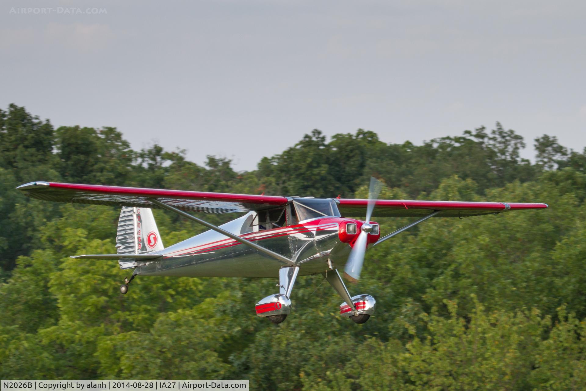 N2026B, 1948 Luscombe 8A C/N 6453, On finals at Antique Airfield, Blakesburg