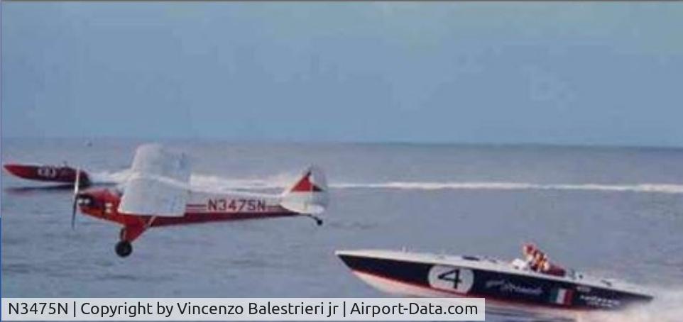 N3475N, 1947 Piper J3C-65 Cub C/N 22698, Miami Nassau Offshore Powerboat Race, early seventies. Black Tornado Driver Vincenzo Balestrieri