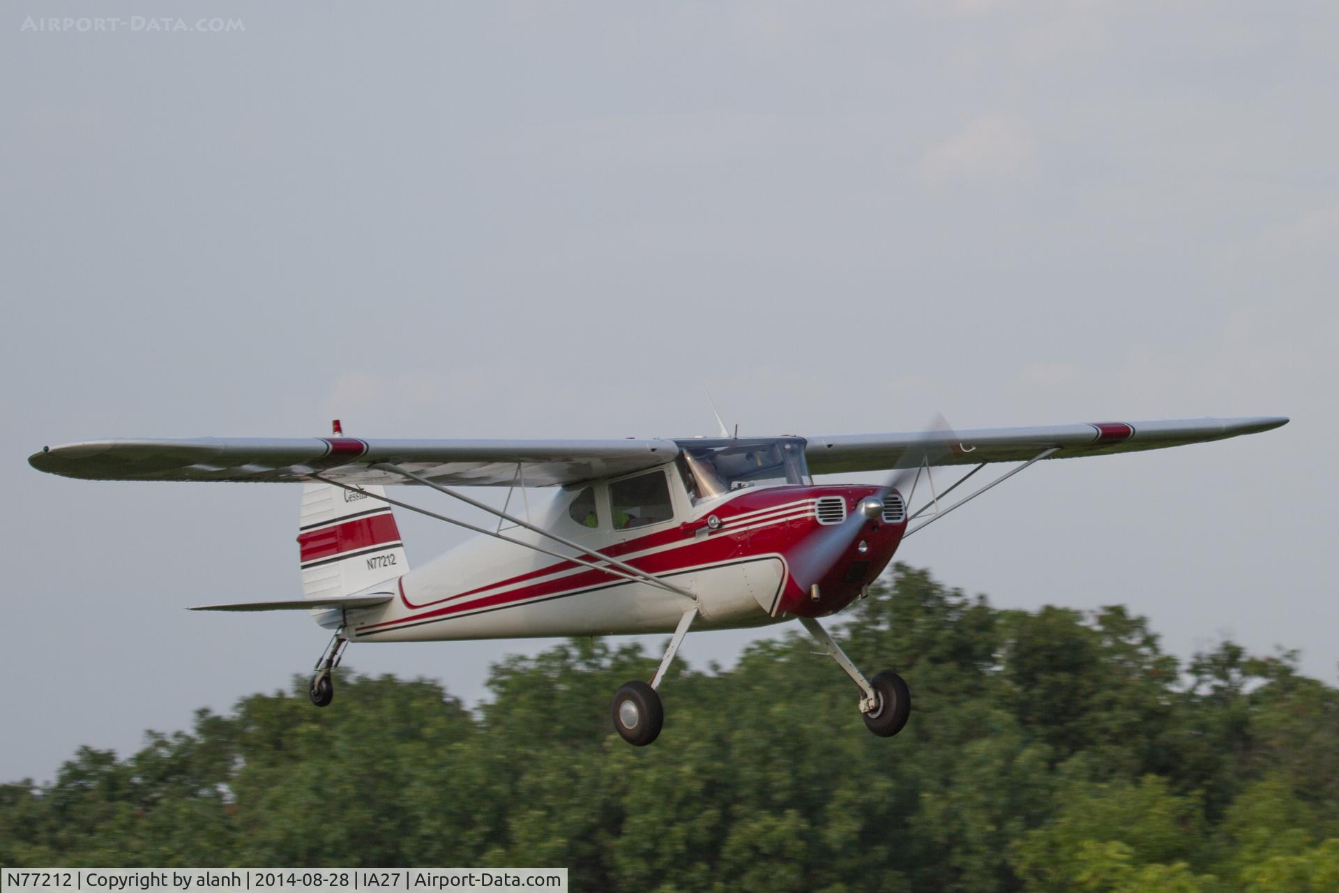 N77212, 1946 Cessna 120 C/N 11674, On finals at Antique Airfield, Blakesburg