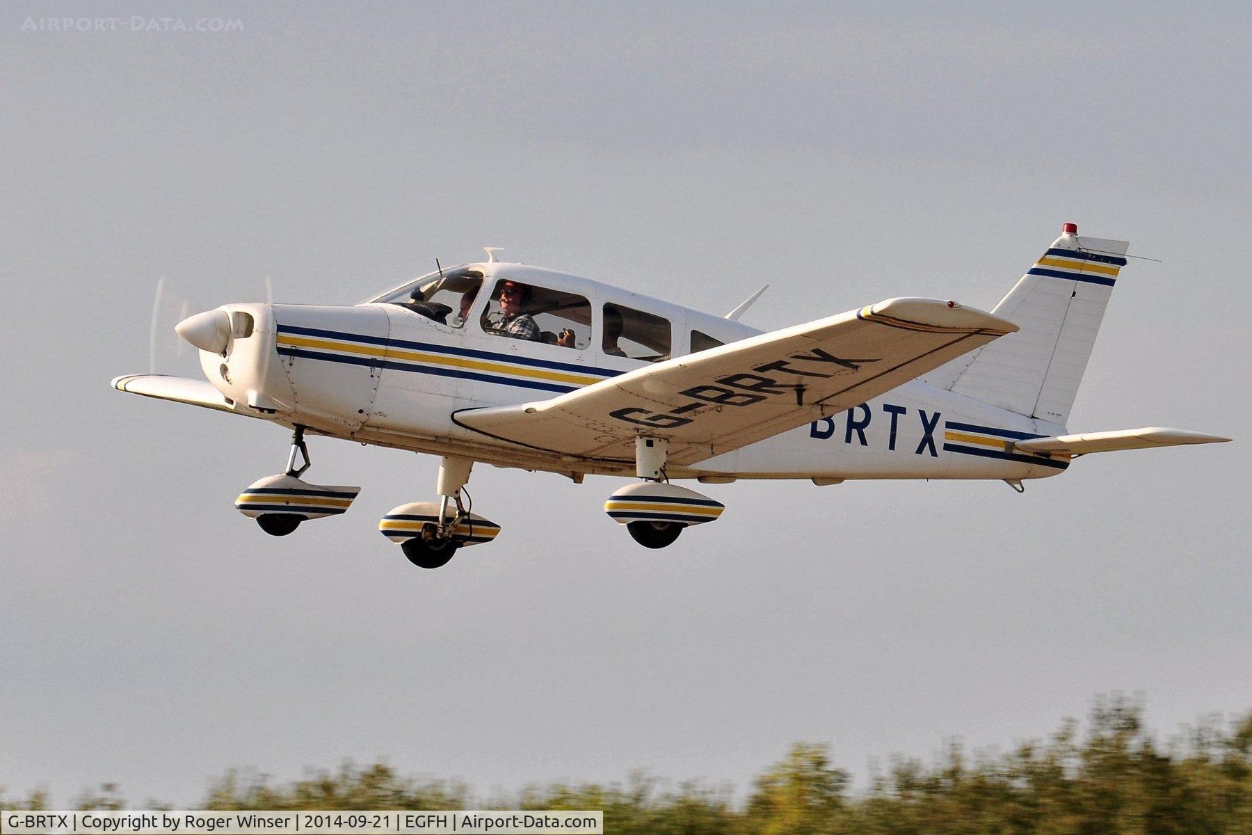 G-BRTX, 1976 Piper PA-28-151 Cherokee Warrior C/N 28-7615085, Resident PA-28 operated by Cambrian Flying Club departing Runway 22 for a local flight.