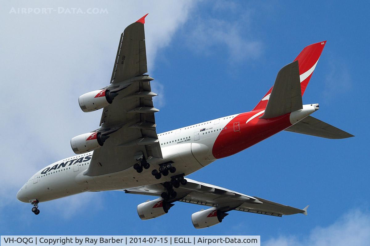 VH-OQG, 2009 Airbus A380-842 C/N 047, Airbus A380-841 [047] (QANTAS) Home~G 15/07/2014. On approach 27R.