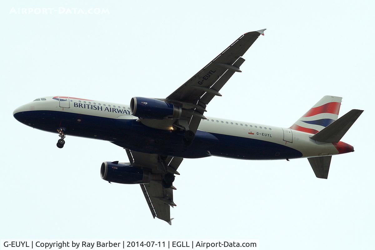 G-EUYL, 2011 Airbus A320-232 C/N 4725, Airbus A320-232 [4725] (British Airways) Home~G 11/07/2014. On Approach 27R.