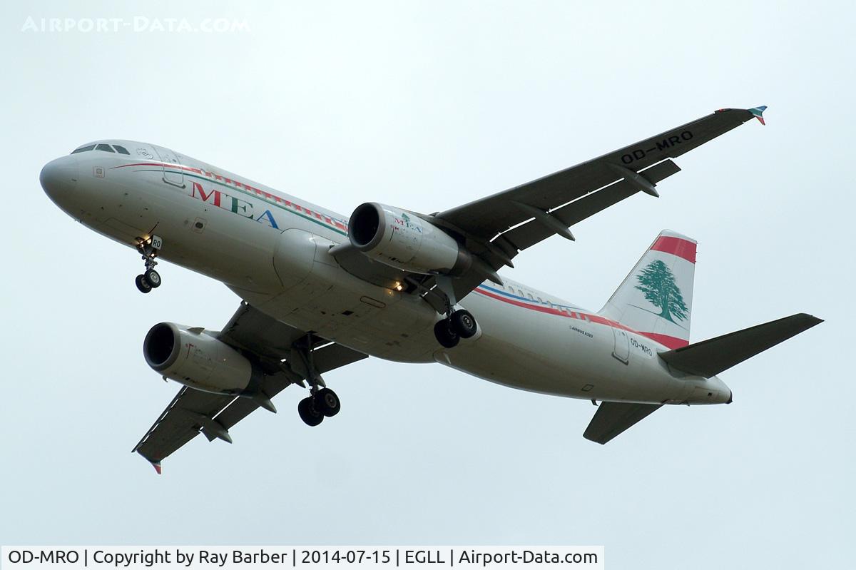 OD-MRO, 2010 Airbus A320-232 C/N 4296, Airbus A320-232 [4296] (Middle East Airlines) Home~G 15/07/2014. On approach 27R.