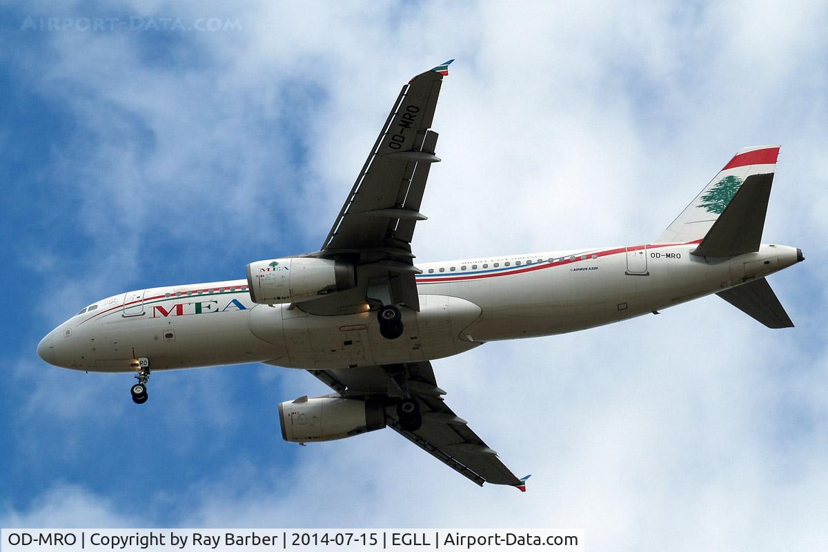 OD-MRO, 2010 Airbus A320-232 C/N 4296, Airbus A320-232 [4296] (Middle East Airlines) Home~G 15/07/2014. On approach 27R.