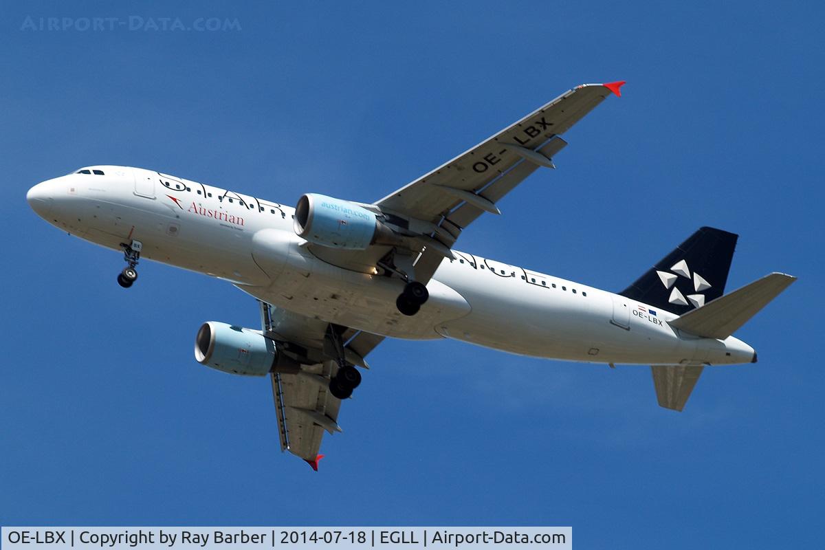 OE-LBX, 2002 Airbus A320-214 C/N 1735, Airbus A320-214 [1735] (Austrian Airlines) Home~G 18/07/2014. On approach 27R in 