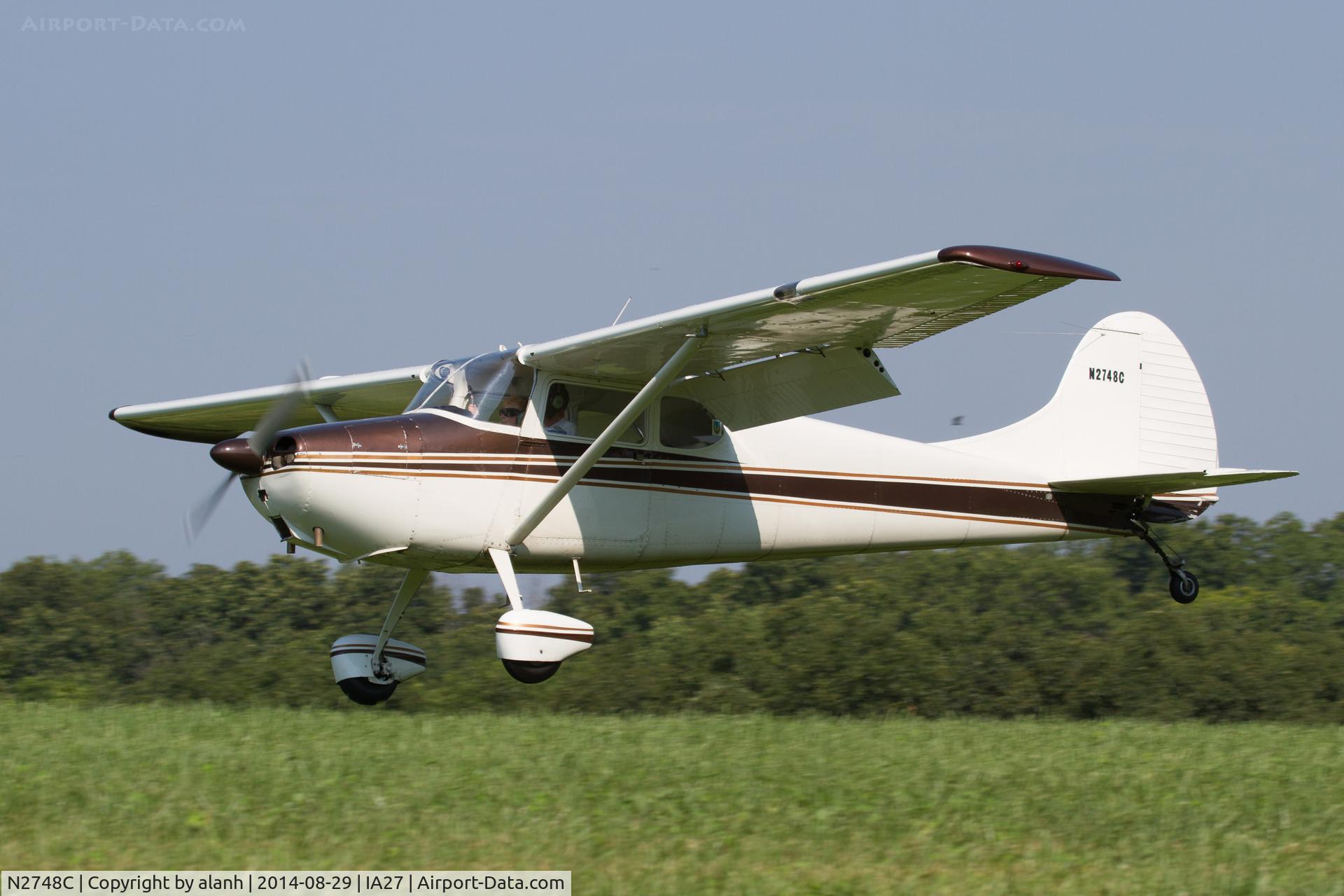 N2748C, 1954 Cessna 170B C/N 26292, Landing at Antique Airfield, Blakesburg