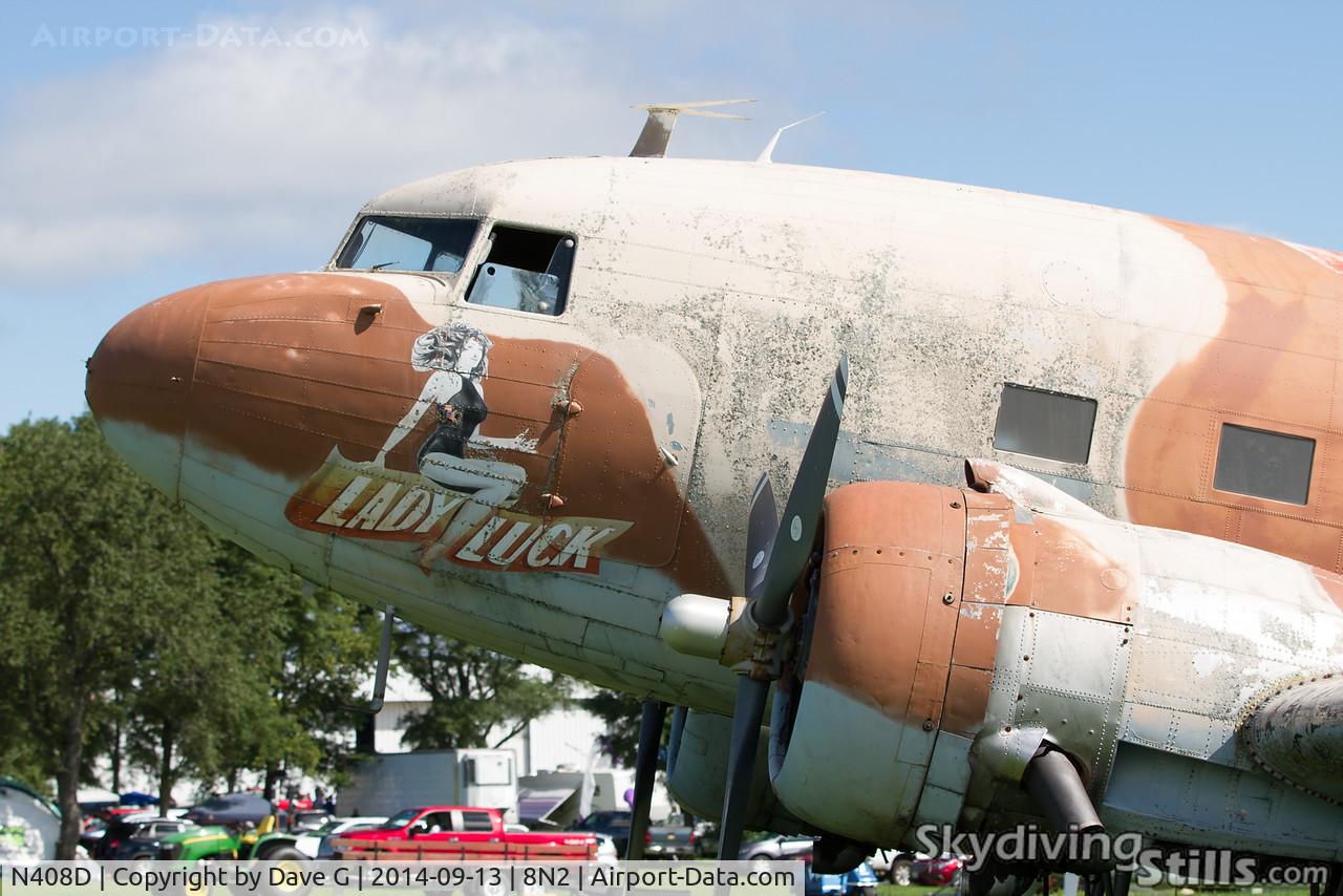 N408D, 1940 Douglas DC-3-G202A C/N 2247, DC-3 Lady Luck at Skydive Chicago