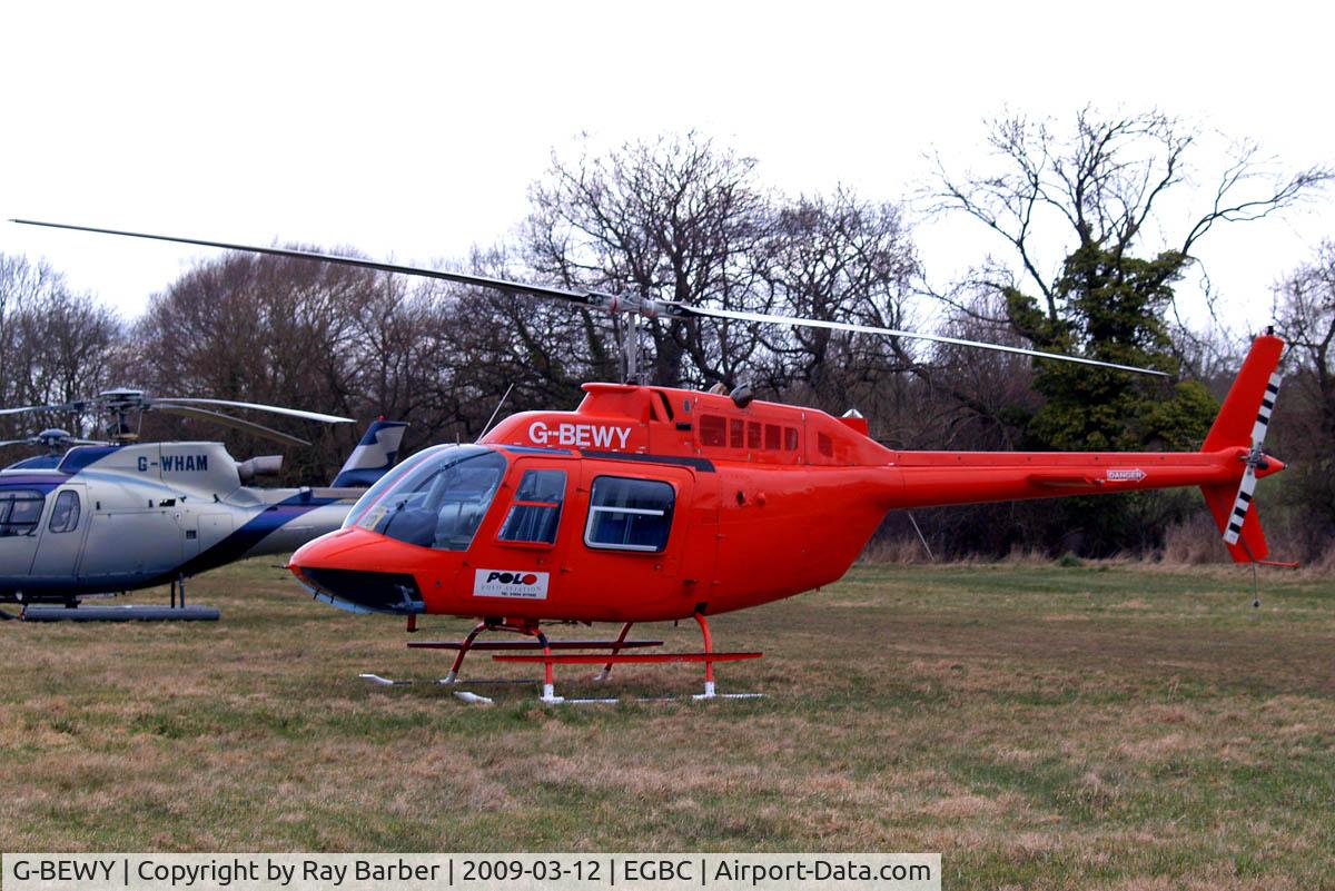G-BEWY, 1969 Bell 206B JetRanger II C/N 348, Bell 206B  Jet Ranger II [348] Cheltenham Racecourse~G 12/03/2009. Now with white skids.