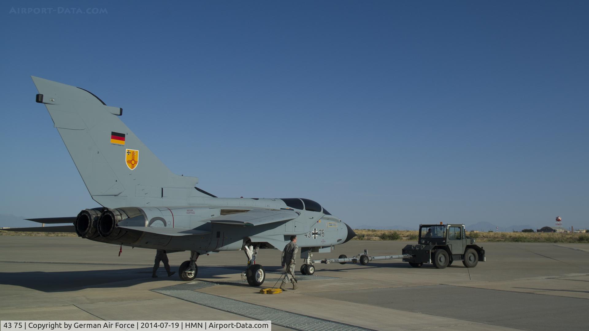43 75, 1983 Panavia Tornado IDS C/N 196/GS048/4075, Preparing to tow Tornado 43+75 to its final parking spot.