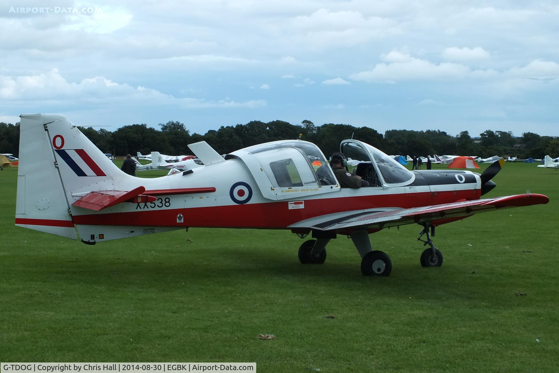 G-TDOG, 1973 Scottish Aviation Bulldog T.1 C/N BH.120/230, at the LAA Rally 2014, Sywell