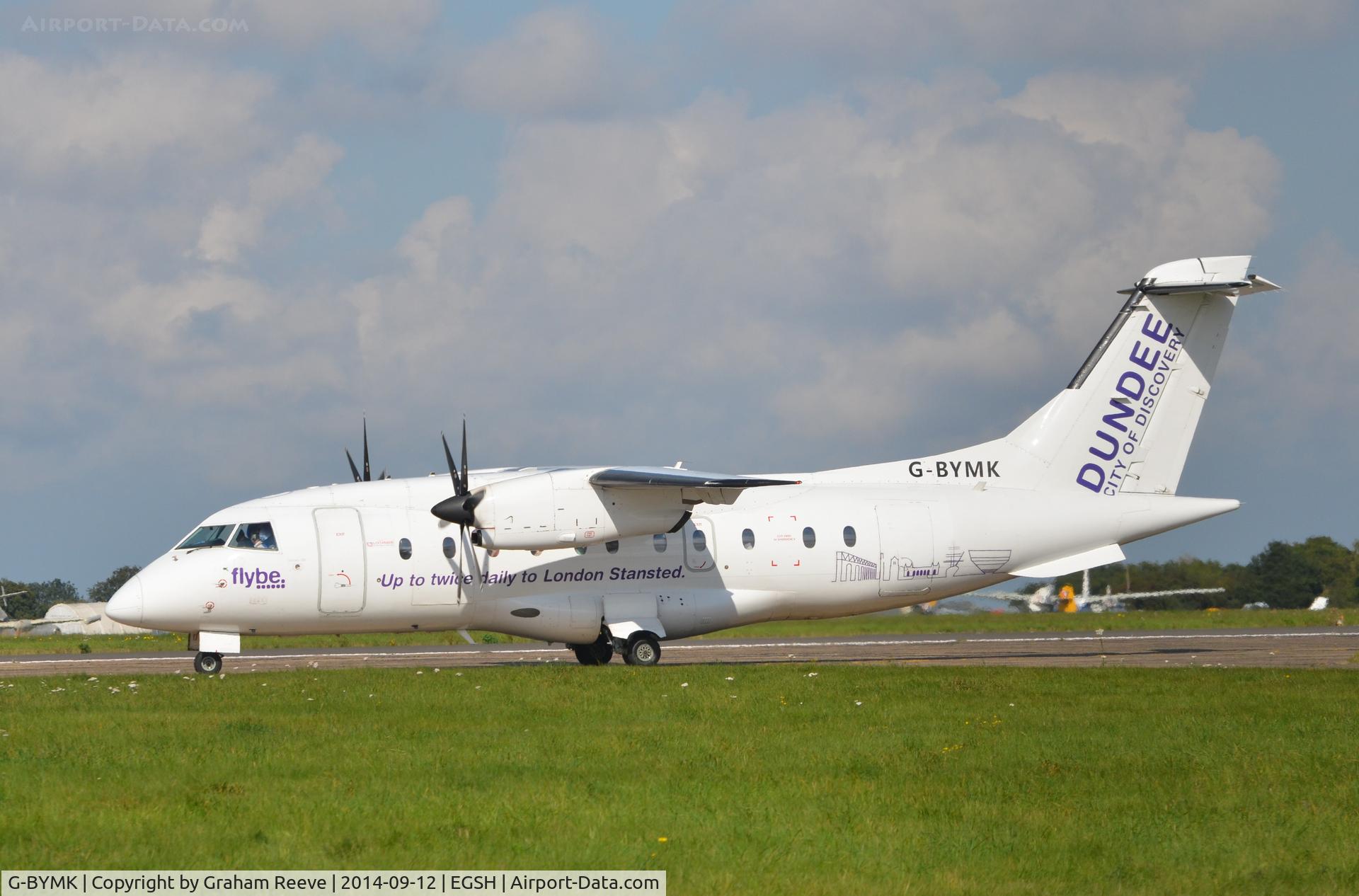 G-BYMK, 1996 Dornier 328-100 C/N 3062, About to depart from Norwich.