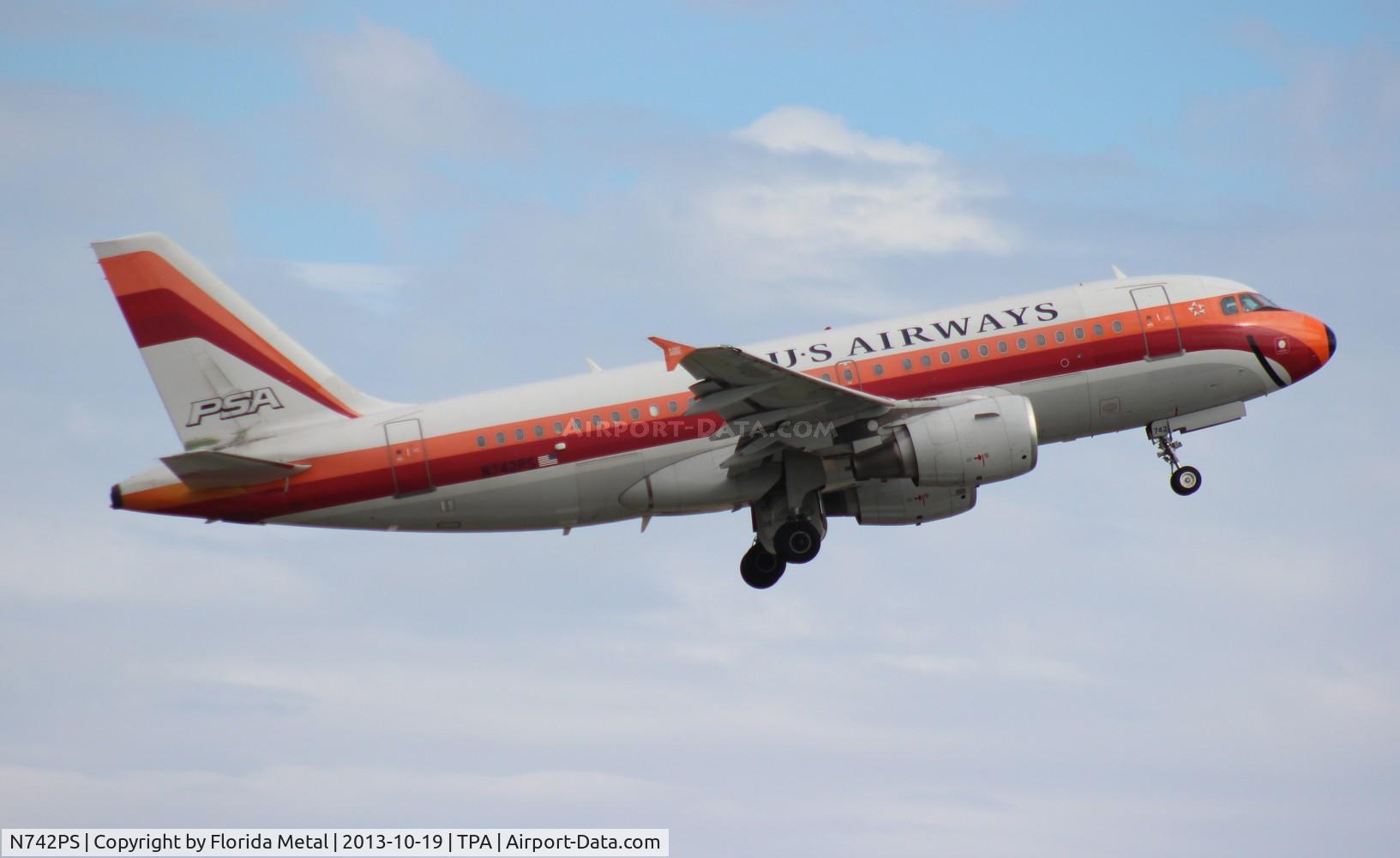 N742PS, 2000 Airbus A319-112 C/N 1275, USAirways PSA tribute A319