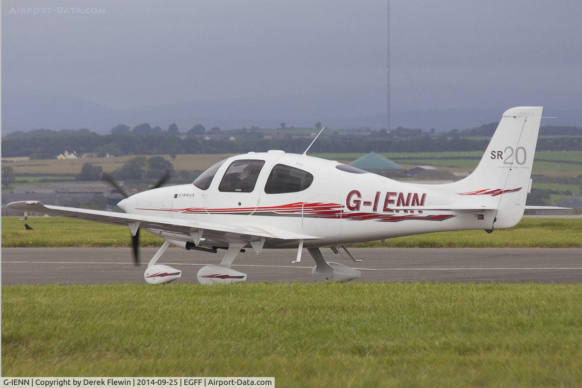 G-IENN, 2008 Cirrus SR20 C/N 1899, Cirrus SR-20, Tatenhill based, previously N621DA, G-TSGE, seen shortly after landing at EGFF.