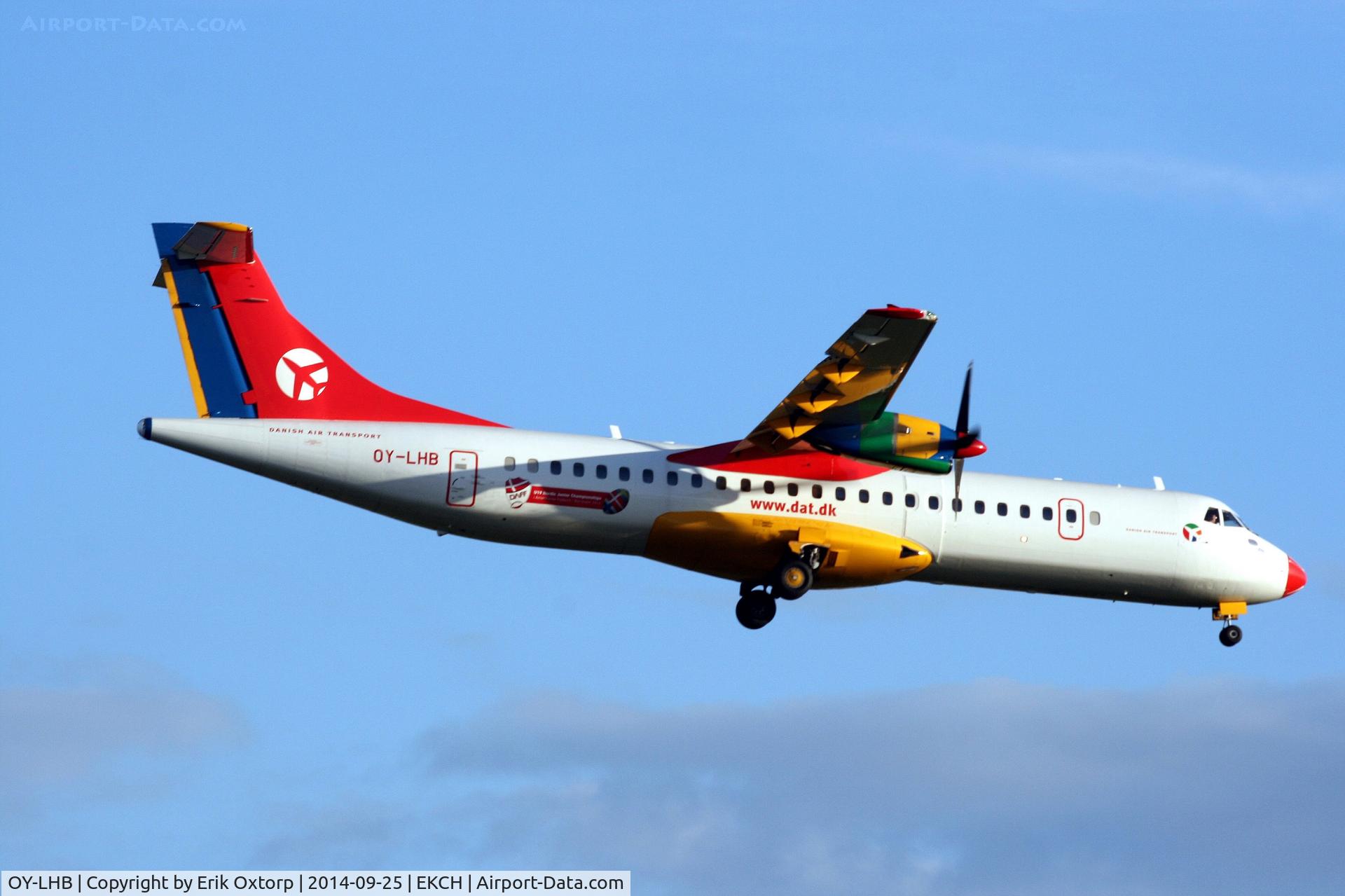 OY-LHB, 1997 ATR 72-202 C/N 496, OY.LHB in CPH. Note the sticker below the cabin windows