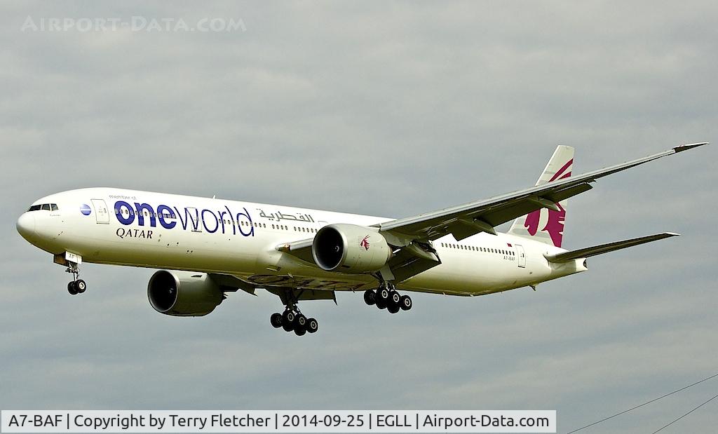 A7-BAF, 2009 Boeing 777-3DZ/ER C/N 37661, Qatar / One World - 2009 Boeing 777-3DZER, c/n: 37661 at Heathrow