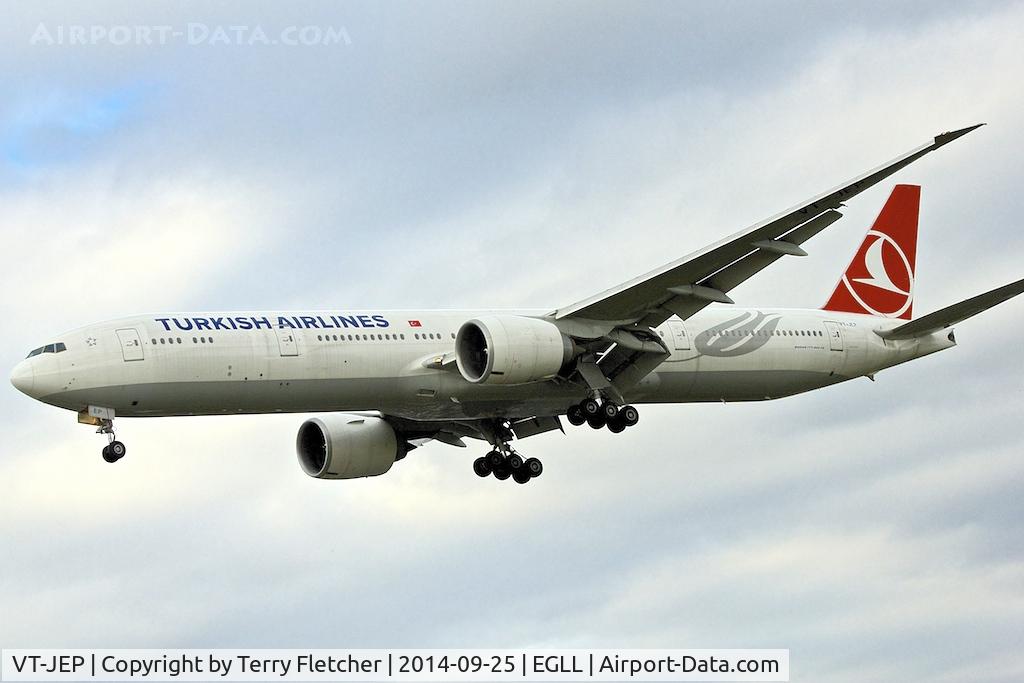 VT-JEP, 2007 Boeing 777-300/ER C/N 35158, On lease to Turkish Airlines - Boeing 777-300ER - c/n 35158 - at Heathrow
