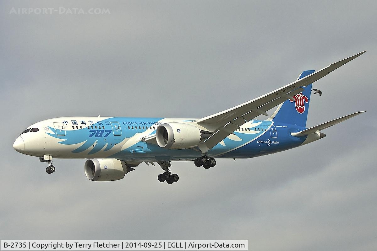 B-2735, 2013 Boeing 787-8 Dreamliner C/N 34928, China Southern - 2013 Boeing 787-8, c/n: 34928 at Heathrow
