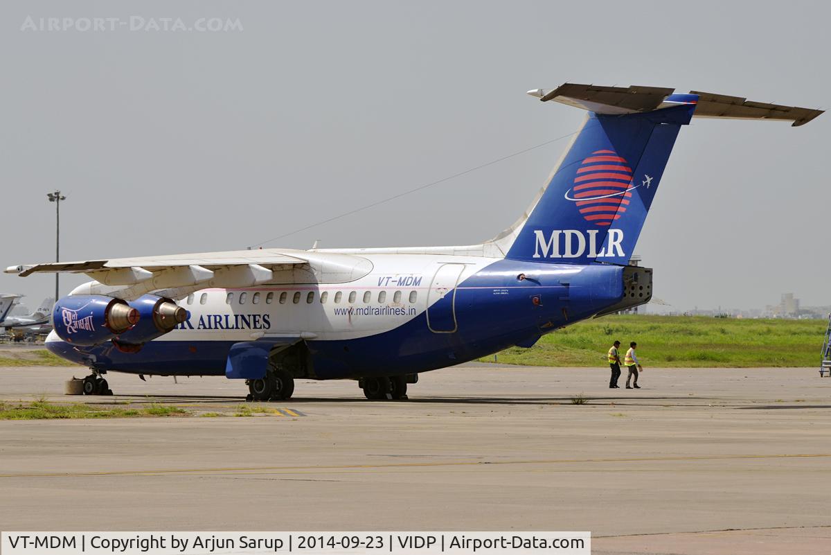 VT-MDM, 1996 British Aerospace Avro 146-RJ70 C/N E1230, Immobile on the tarmac at IGIA T-1.