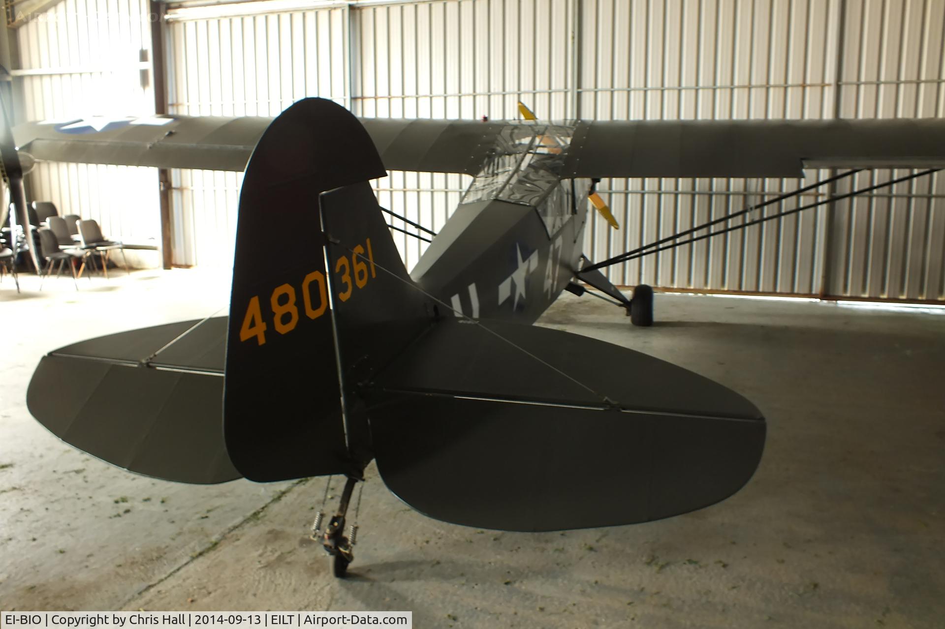 EI-BIO, 1945 Piper L-4J Grasshopper (J3C-65D) C/N 12657, at Limetree Airfield, Portarlington, Ireland