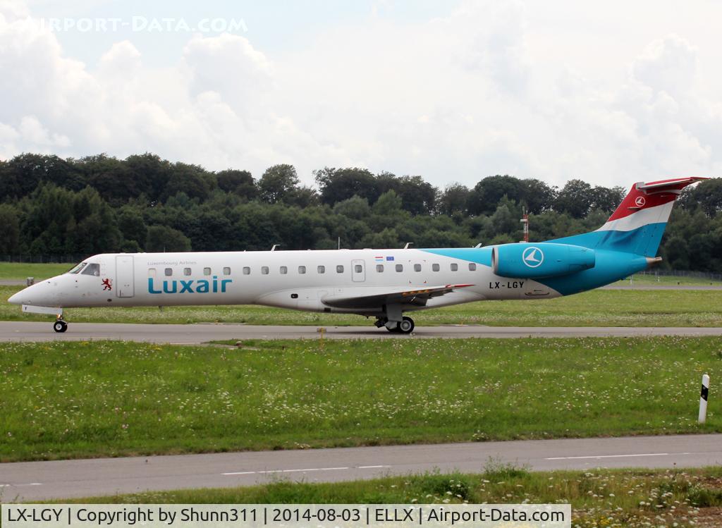 LX-LGY, 2000 Embraer EMB-145LU (ERJ-145LU) C/N 145242, Lining up rwy 24 for departure...