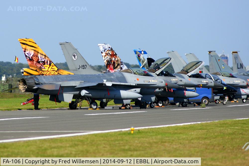 FA-106, SABCA F-16AM Fighting Falcon C/N 6H-106, LINE-UP OF SOME OF THE STATICALLY DISPLAYED AIRCRAFT AT THE 2014 EBBL SHOW