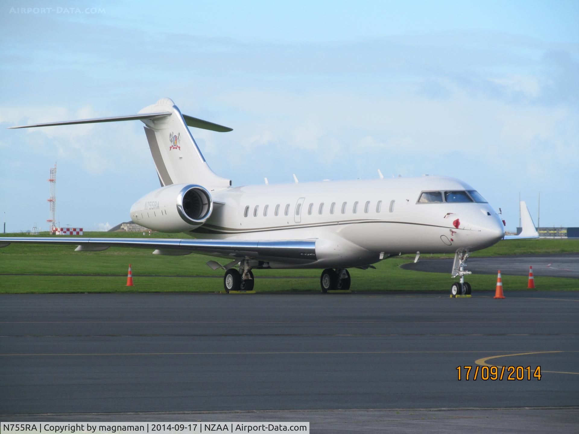 N755RA, 2011 Bombardier BD-700-1A11 Global 5000 C/N 9468, at AKL - a regular visitor
