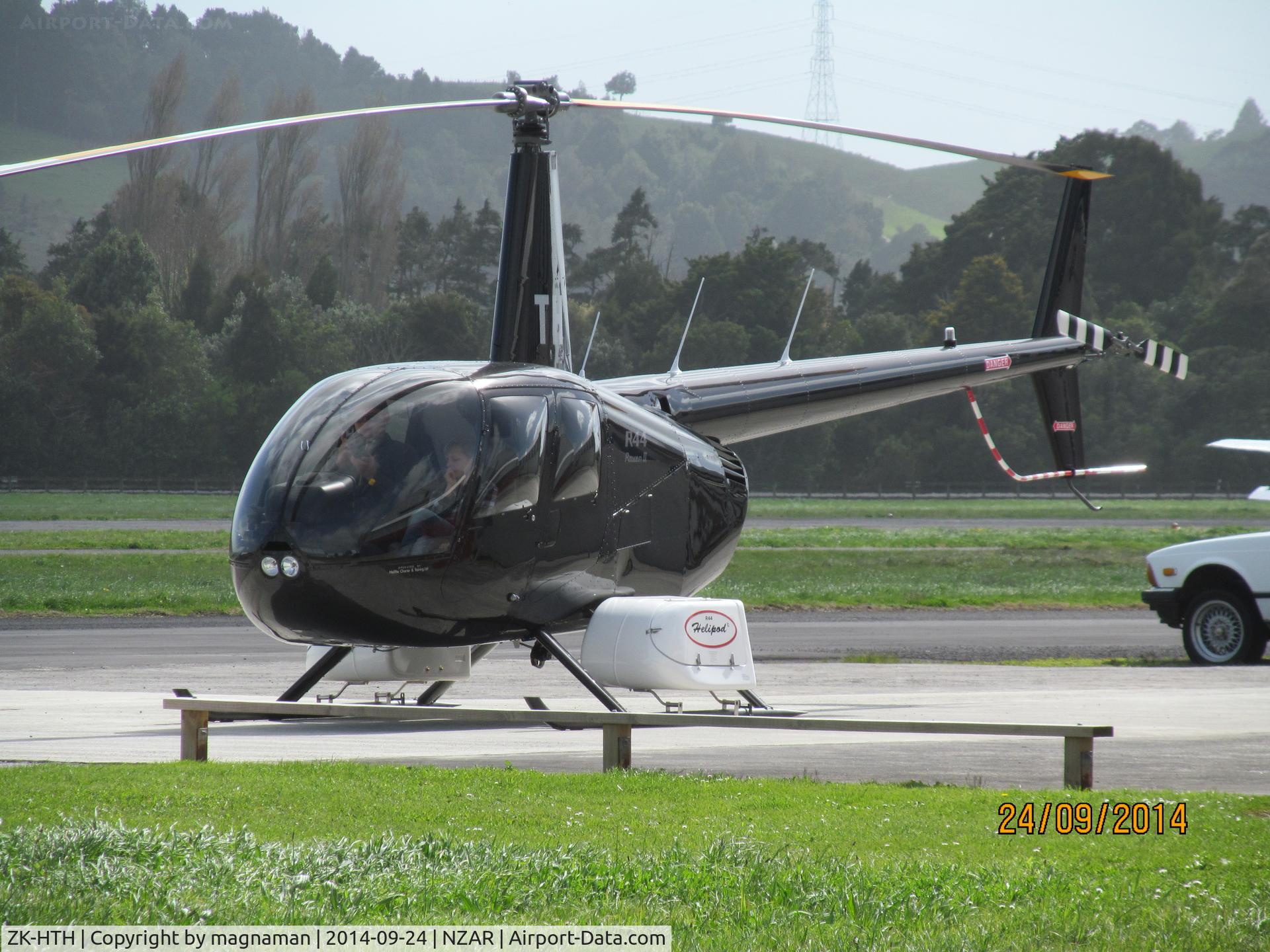 ZK-HTH, 2013 Robinson R44  Raven II C/N 13529, New one for me at Ardmore - nice pods