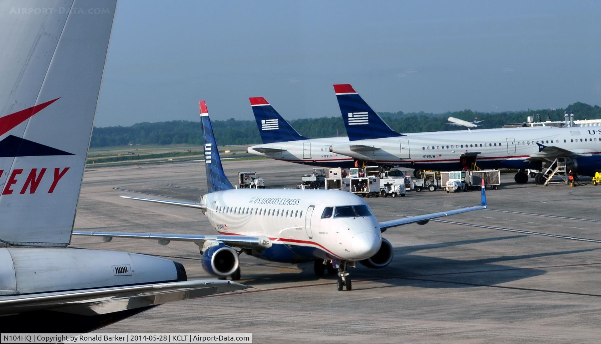 N104HQ, 2007 Embraer 175LR (ERJ-170-200LR) C/N 17000160, Taxi CLT
