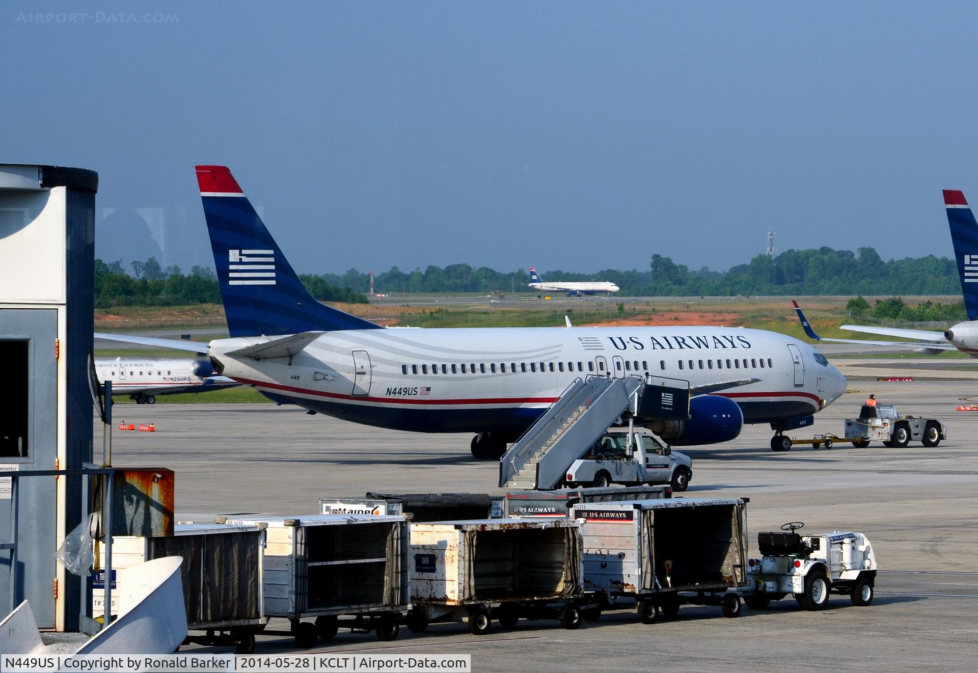 N449US, 1990 Boeing 737-4B7 C/N 24893, Towed CLT