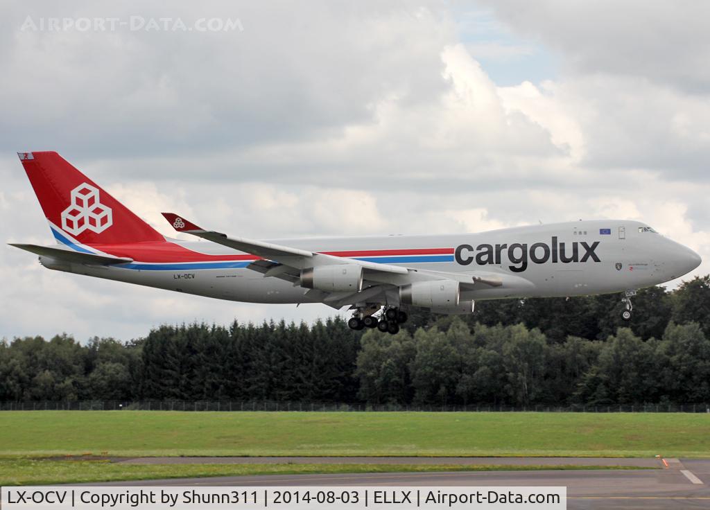 LX-OCV, 1999 Boeing 747-4R7F/SCD C/N 29731, Landing rwy 24 in new c/s