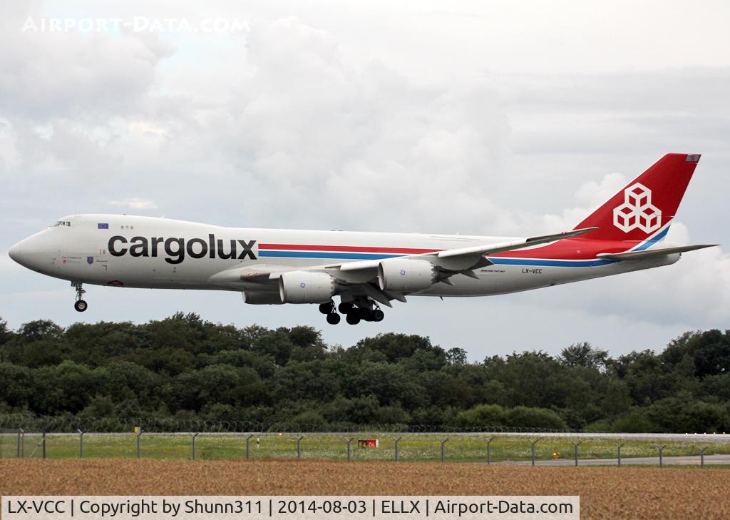 LX-VCC, 2010 Boeing 747-8R7F C/N 35807, Landing rwy 06